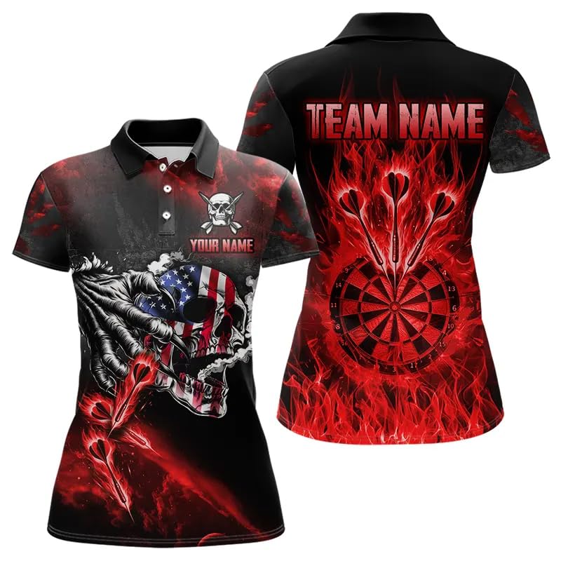 ChipteeAmz Fire Flame Dartboard American Flag Skull Dart Shirts, Custom Darts Team Jersey for Men&Women2