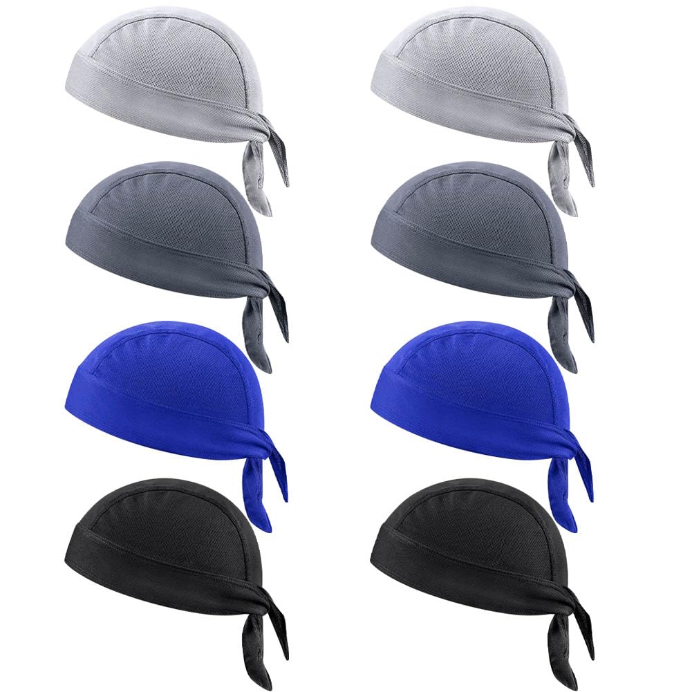 8Pcs Do Rag Skull Cap Bandana Hat Doo Rags Beanie Cooling Sweat Wicking Head Wraps Cycling Helmet Liner