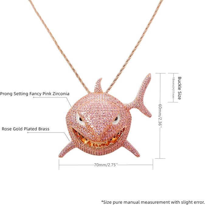 Pink shark diamond necklace Clearance