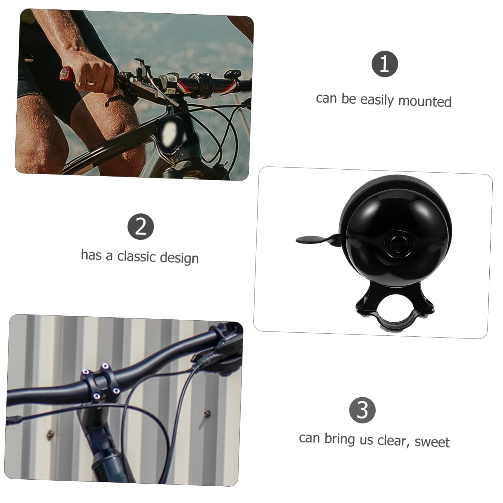 Sosoport Retro -Fahrradglocke Klingel für Fahrrad Radsportglocke Zyklus Biker Radfahren Straßenglocken läuten Fahrradklingel drehen Glocken für Fahrräder Reitglocke Eisen Schwarz