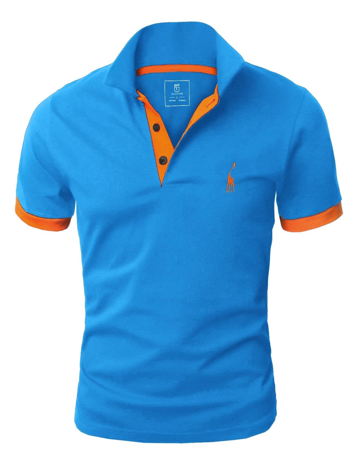 GLESTORE Poloshirt Herren Männer Hemd Herren Kurzarm Giraffe Stickerei T-Shirt Sommer Golf