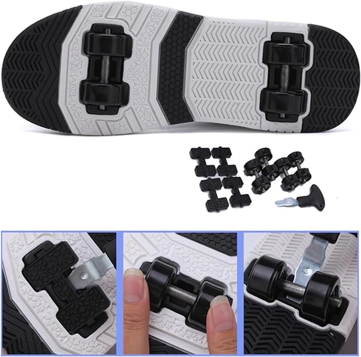 Zapatos con Ruedas Niños Niñas Adolescente Patines Zapatos con 4 Ruedas Zapatillas Zapatos Retráctiles Adultos Zapatos de Patinaje Desmontables Monopatín Zapatos