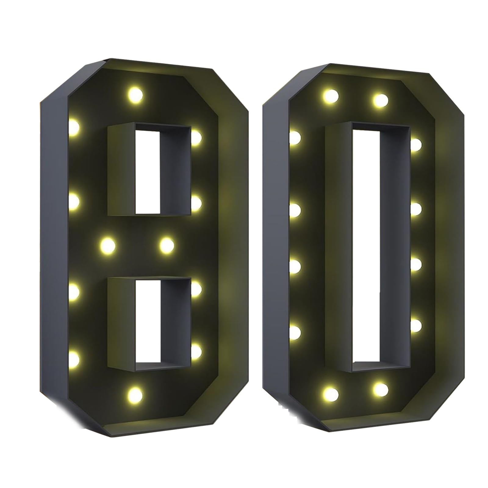 2.3FT/3.3FT/4FT Marquee Light Up Numbers, Black Giant Marquee Number 16 21, Pre-Cut Foam Board Set Can Be Used for Birthdays,Weddings, Party Anniversaries(80,100cm(3.3FT))