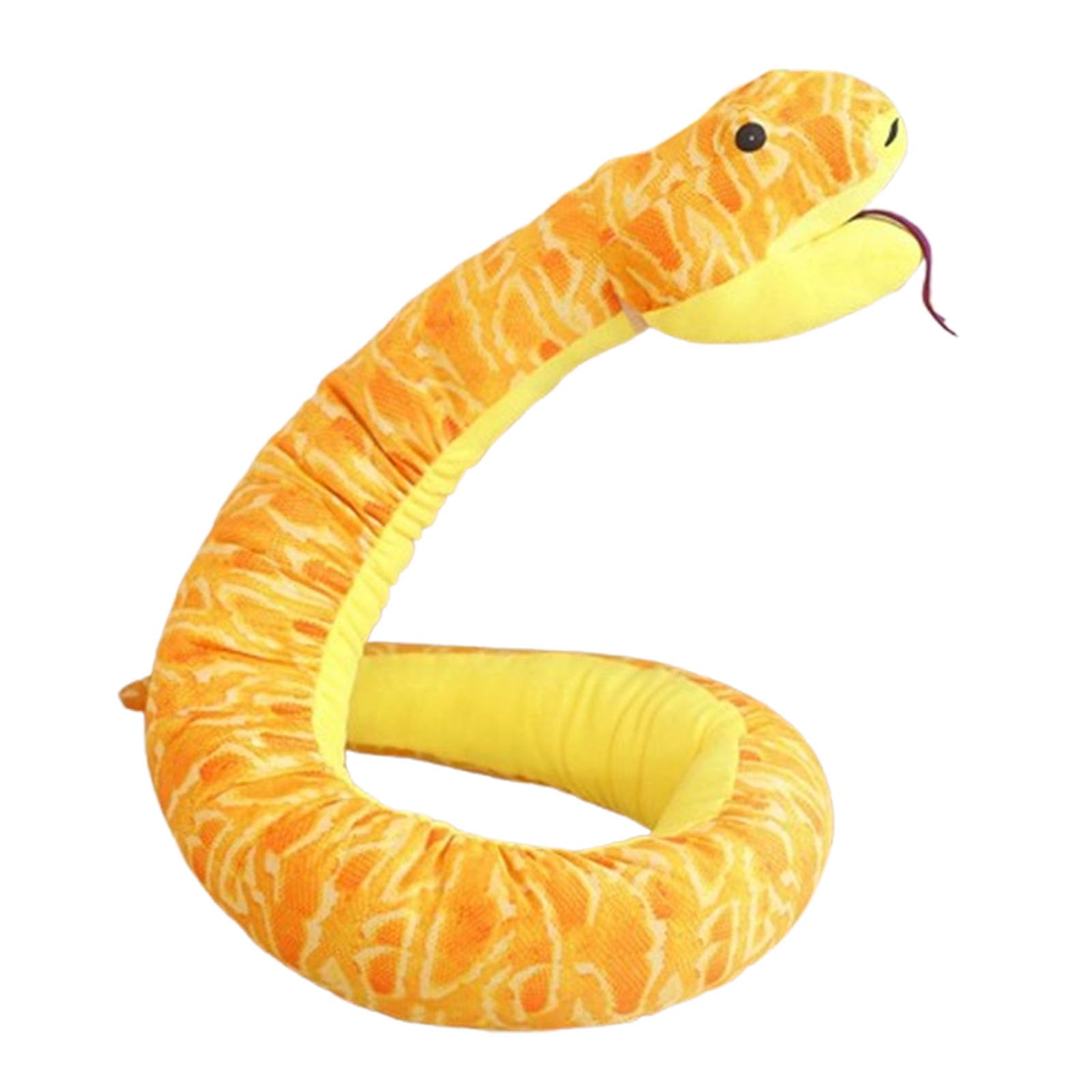 Plush Snake Hand Puppets, Simulation Python Plush Toy, Long Stuffed Animal Puppets with Working Mouth, Serpent Stuffed Pillow, Interactive Doll Halloween Party Home Decor Prank Props (Yellow,90cm)