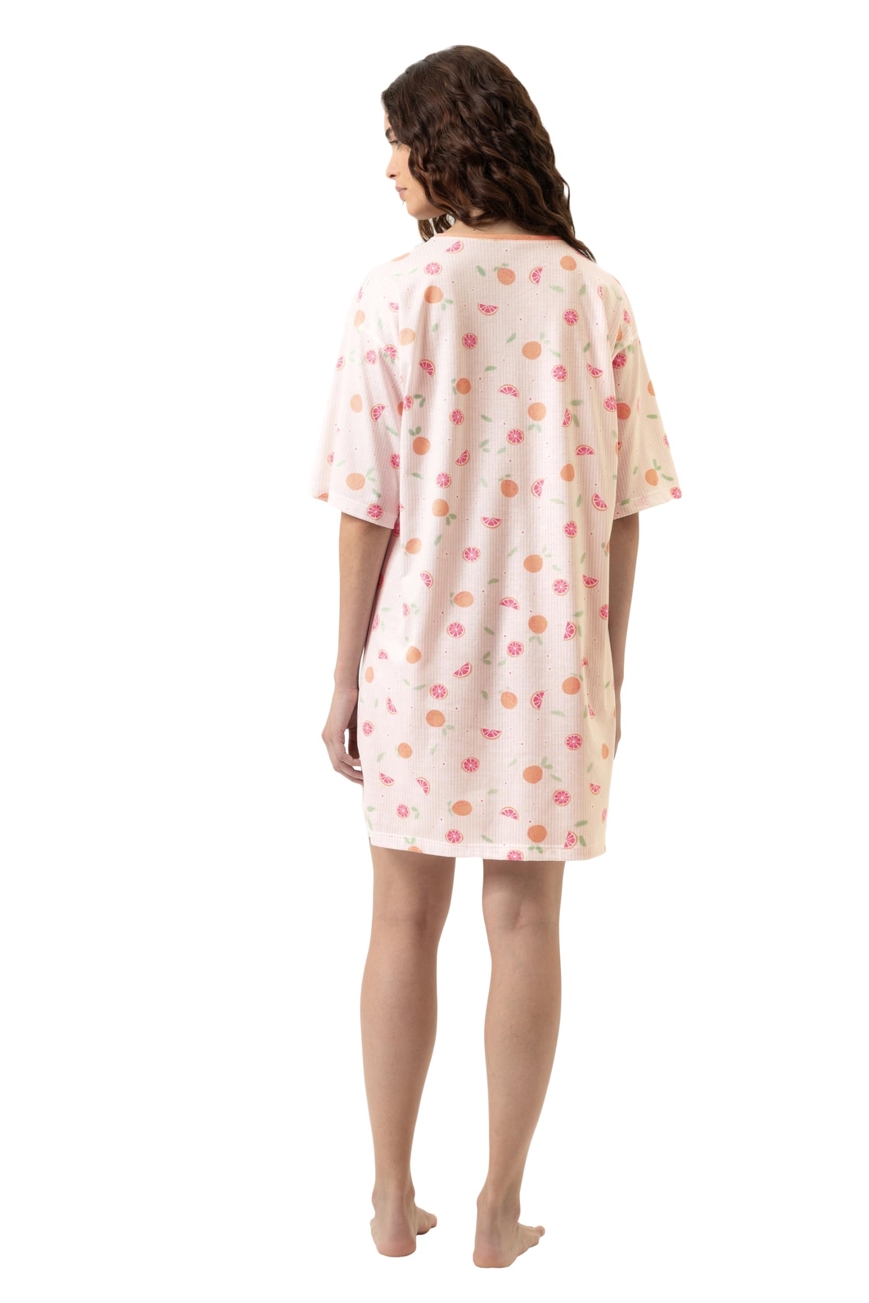 Mey Damen Bigshirt Kurzarm: Locker fallende, Bequeme Passform, Single-Jersey-Qualität, Allover-Print, Hautfreundlich und atmungsaktiv, Natürliches Tragegefühl, Serie Grapefruit Bliss