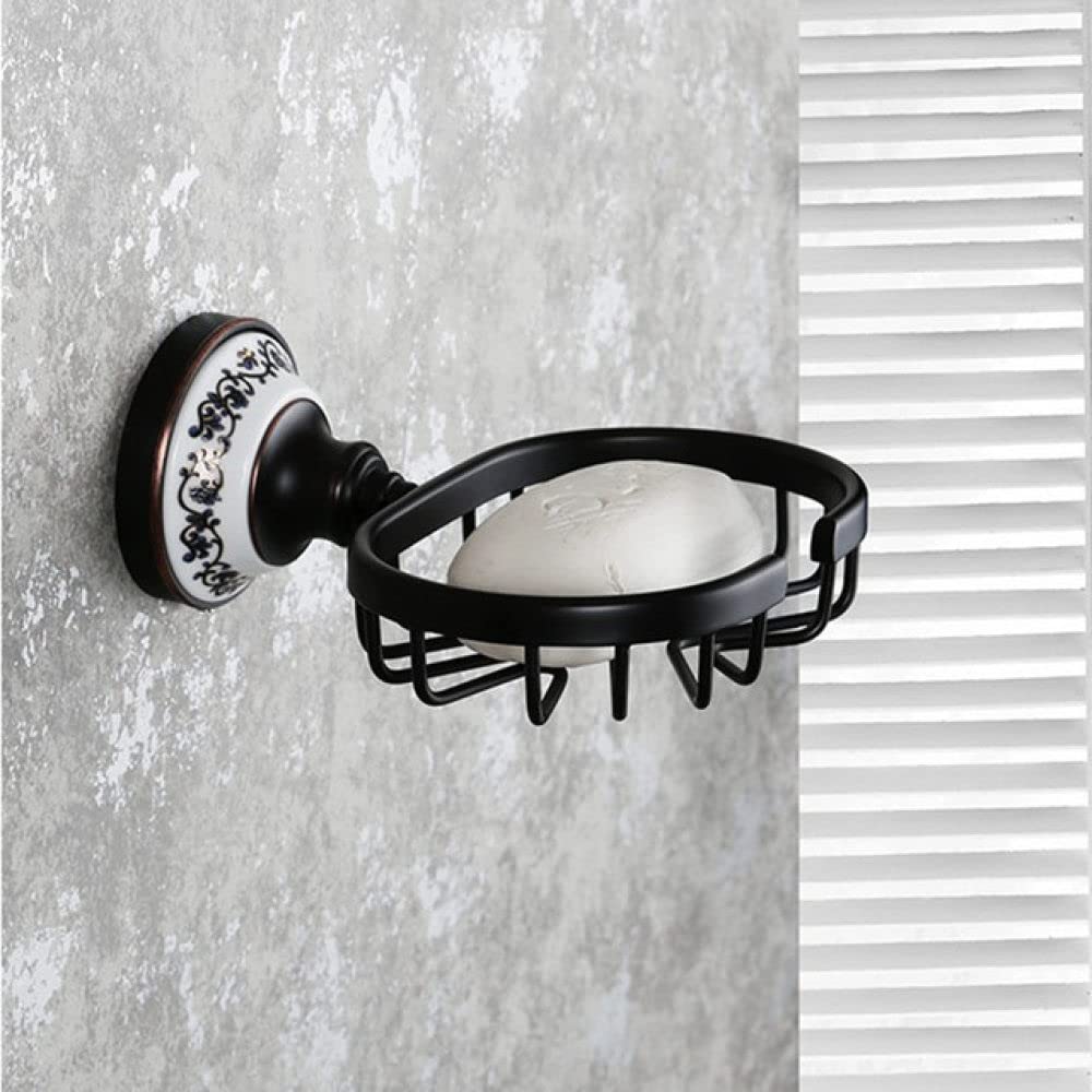 Porte-brosse de toilette noir et kit accessoires de salle de bain en laiton