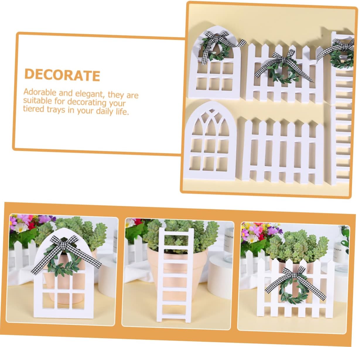 3 Piece Wooden Farmhouse Tiered Tray Ladder Decor Set for Desk