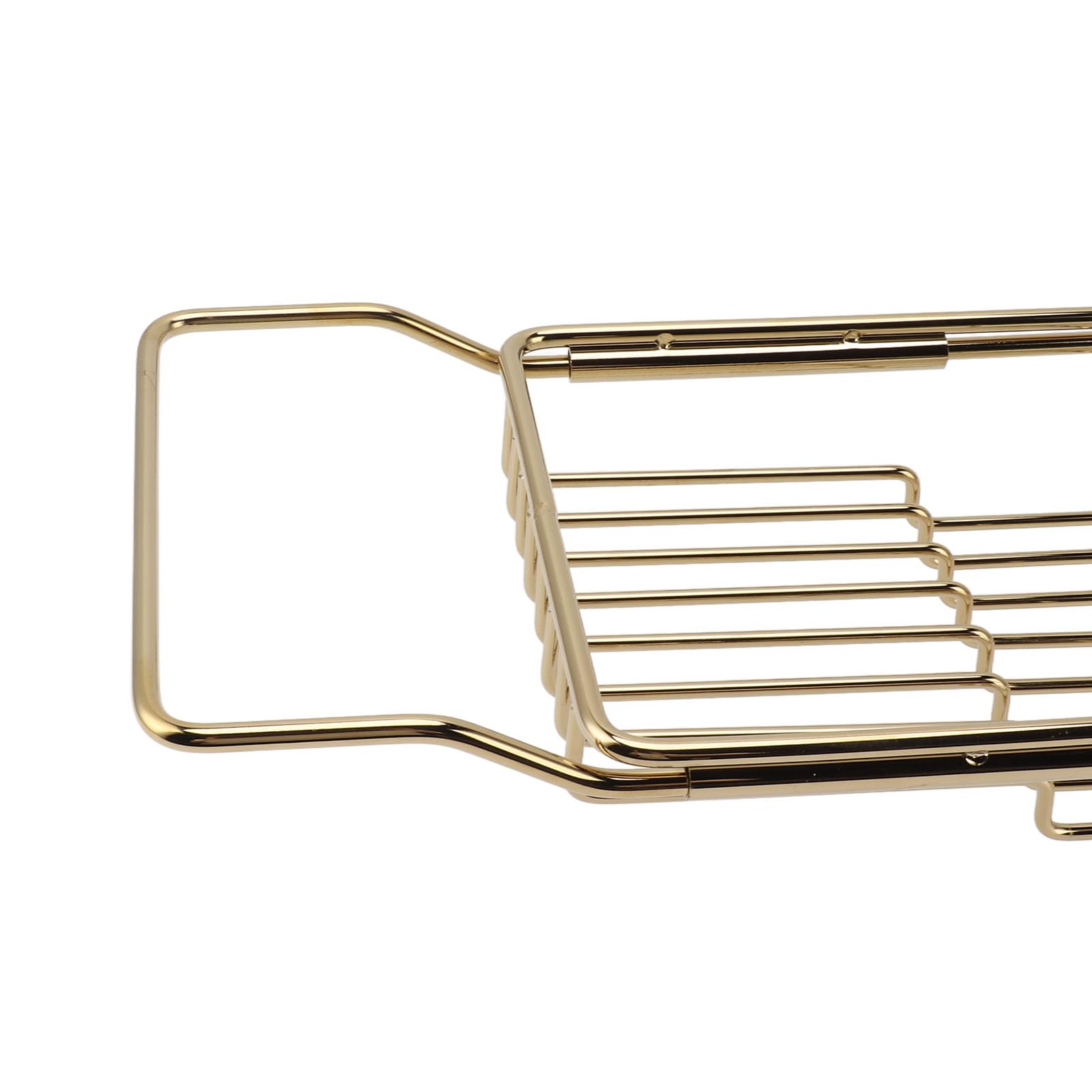 Aoresac Estante de baño de metal de mármol, bandeja de baño ajustable y antideslizante para la mayoría de las tinas (dorado y negro)