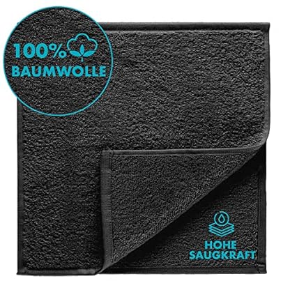Twinzen - 10 TLG. Handtücher Set klein 30x30 cm, Schwarz - Gästehandtuch, Frottee Handtuch Set , Baumwoll Tücher Gesicht… – Bild 5