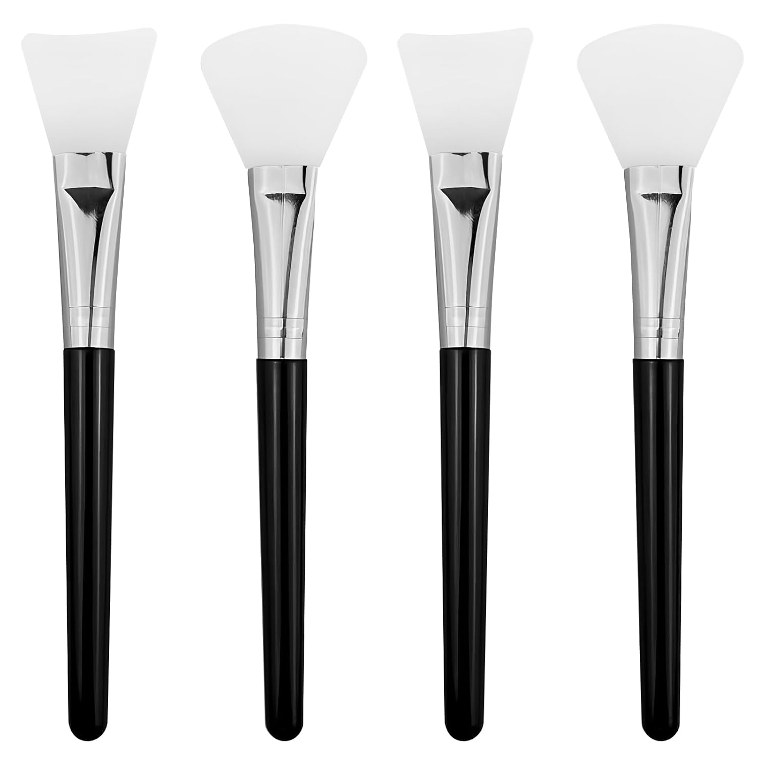 Silicone Face Mask Brush Applicator Set – Black, 4 Pcs with 2 Styles for Facial Mud, Clay Mask, DIY, Modeling Mask, Body Lotion, and BB CC Cream Silicone Face Mask Brush Applicator Set – Black, 4 Pcs with 2 Styles for Facial Mud, Clay Mask, DIY, Modeling Mask, Body Lotion, and BB CC Cream