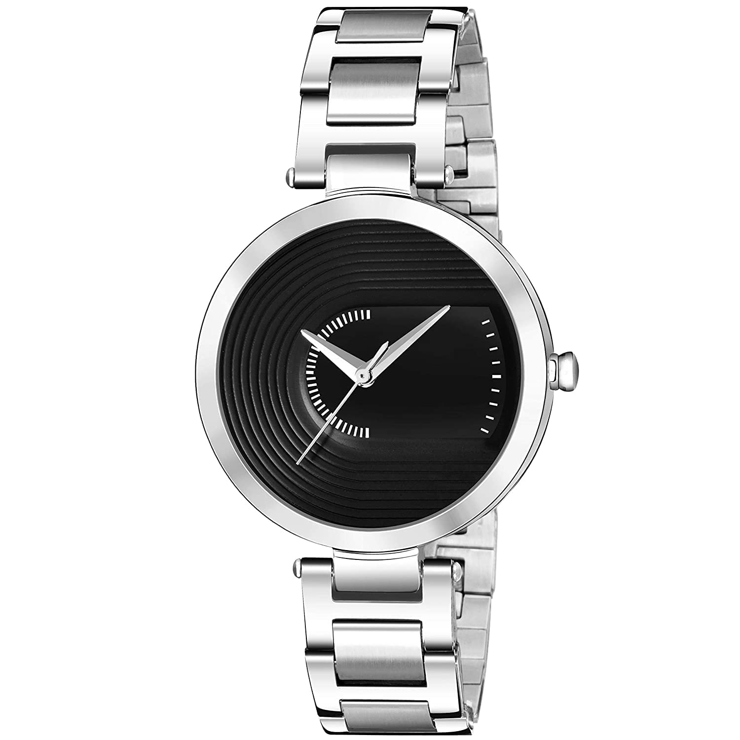 Watch City Watch for Girl and Women Analogue Dial Womens Watch, Club Watches for Women and Girl Stainless Steel Belt Valentine Day Gift for Girl Friends, Wife, Sister, Silver Black (B0BTPK8V1D) Amazon Price History, Amazon Price Tracker