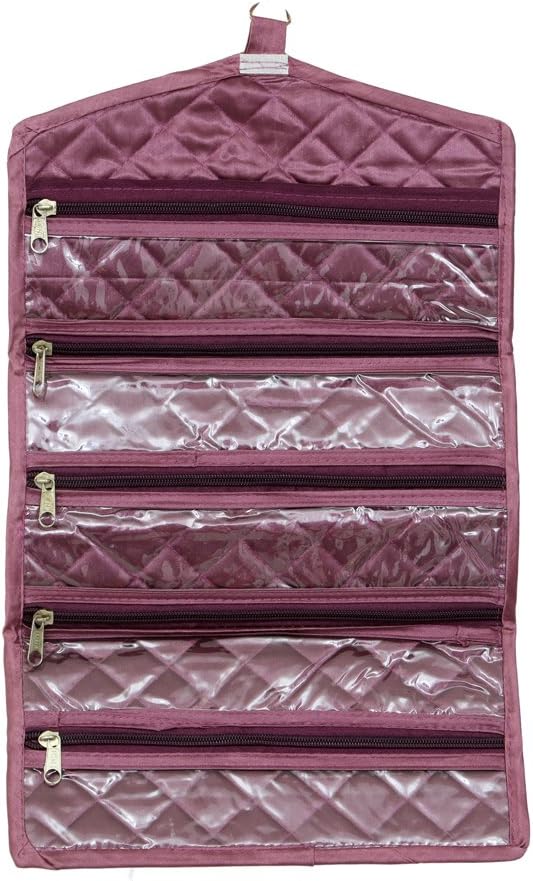 Kuber Industries Foldable Payal kit, Travelling Organiser in Quilted Satin Material (Purple) -KI3253