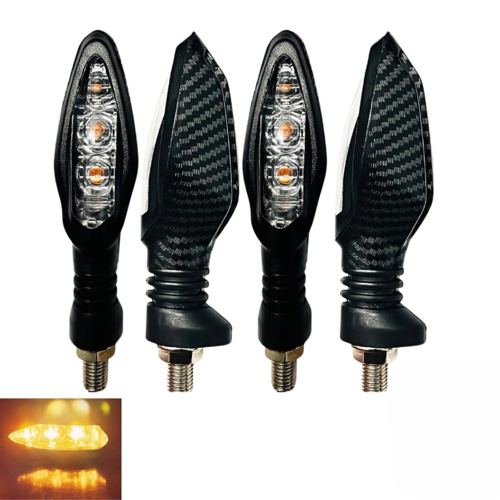 Carbon Indicator Light For Bike Turn Signal Blinker Light Compatible for Universal Motorcycle,Yellow (Pack of 4) (3 months Warranty)-image-19