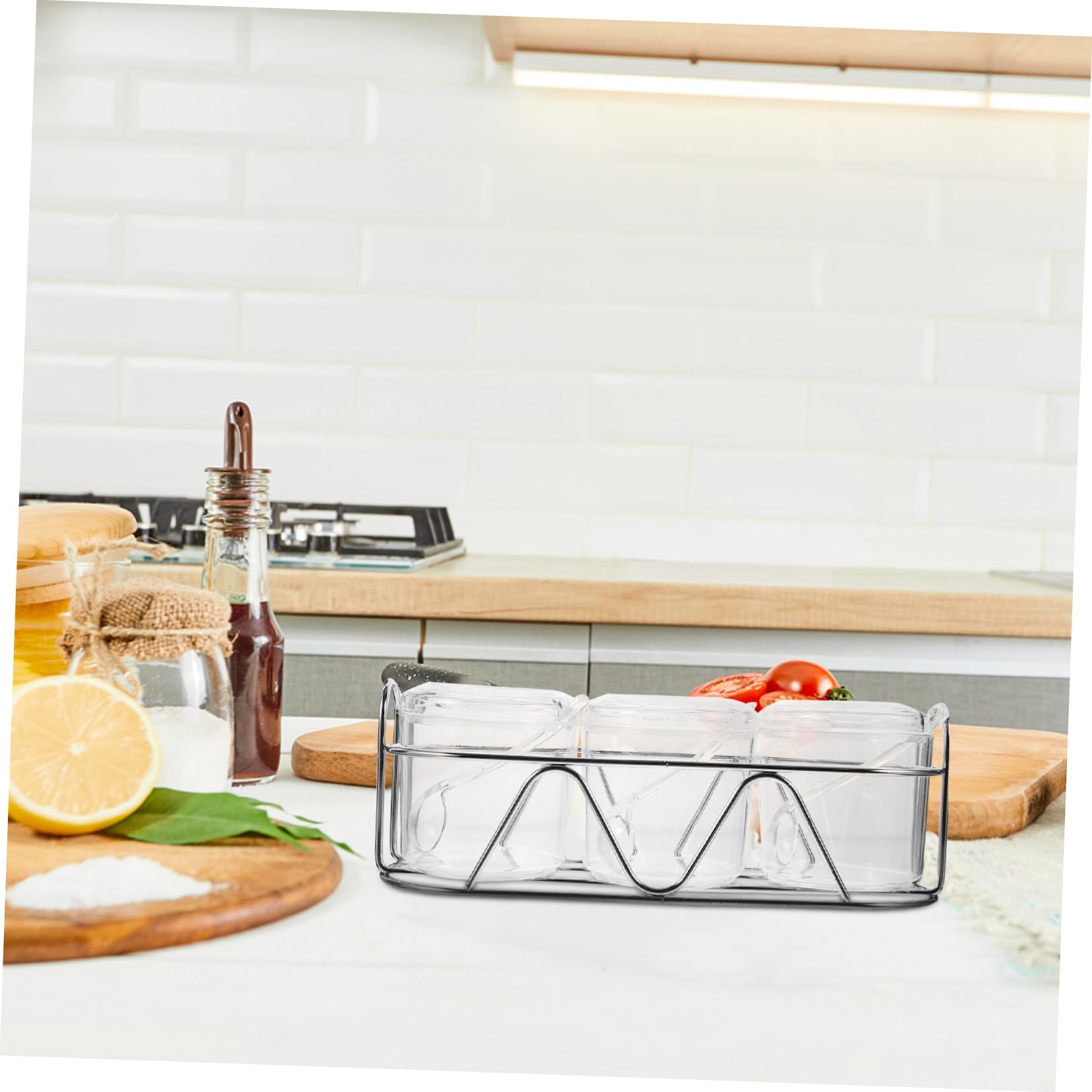 PRETYZOOM Acrylic Spice Jar Set Piece Sugar Bowl Spoon Chili Can Kitchen Accessory Storage Box