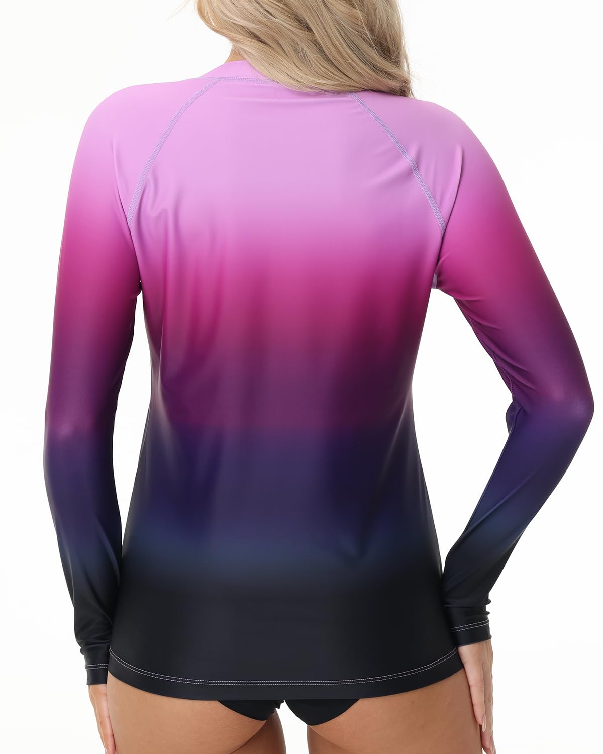 VAYAGER Rashguard Femme, Maillot de Bain à Manches Longues 1/4 Zip, Protection Solaire UV UPF 50+, Séchage Rapide, Haut de Natation pour Surf