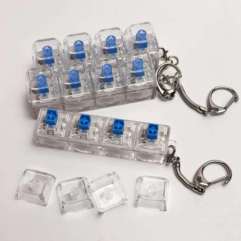 Image of Mechanical Keyboard Switch Keychain Fidget Toy with 4 Blue Switches