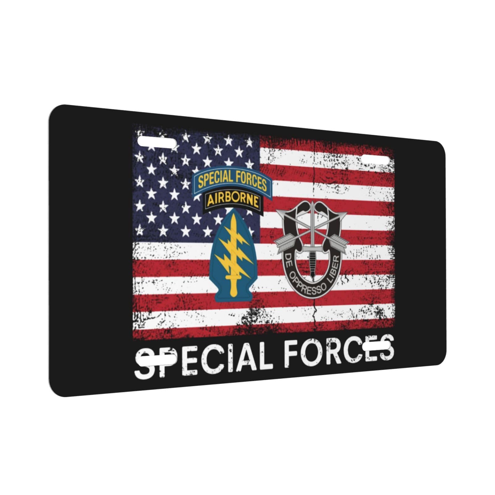 Special Forces USA Flag License Plate 6 x 12 Inch?4 Holes? Vintage Aluminum Metal License Plate for Men and Women27