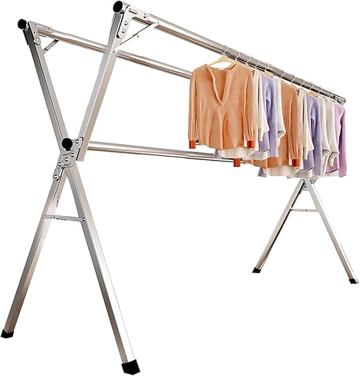 AIODE Clothes Drying Rack for Laundry Foldable Free of Installation Adjustable Stainless Steel Garment Rack