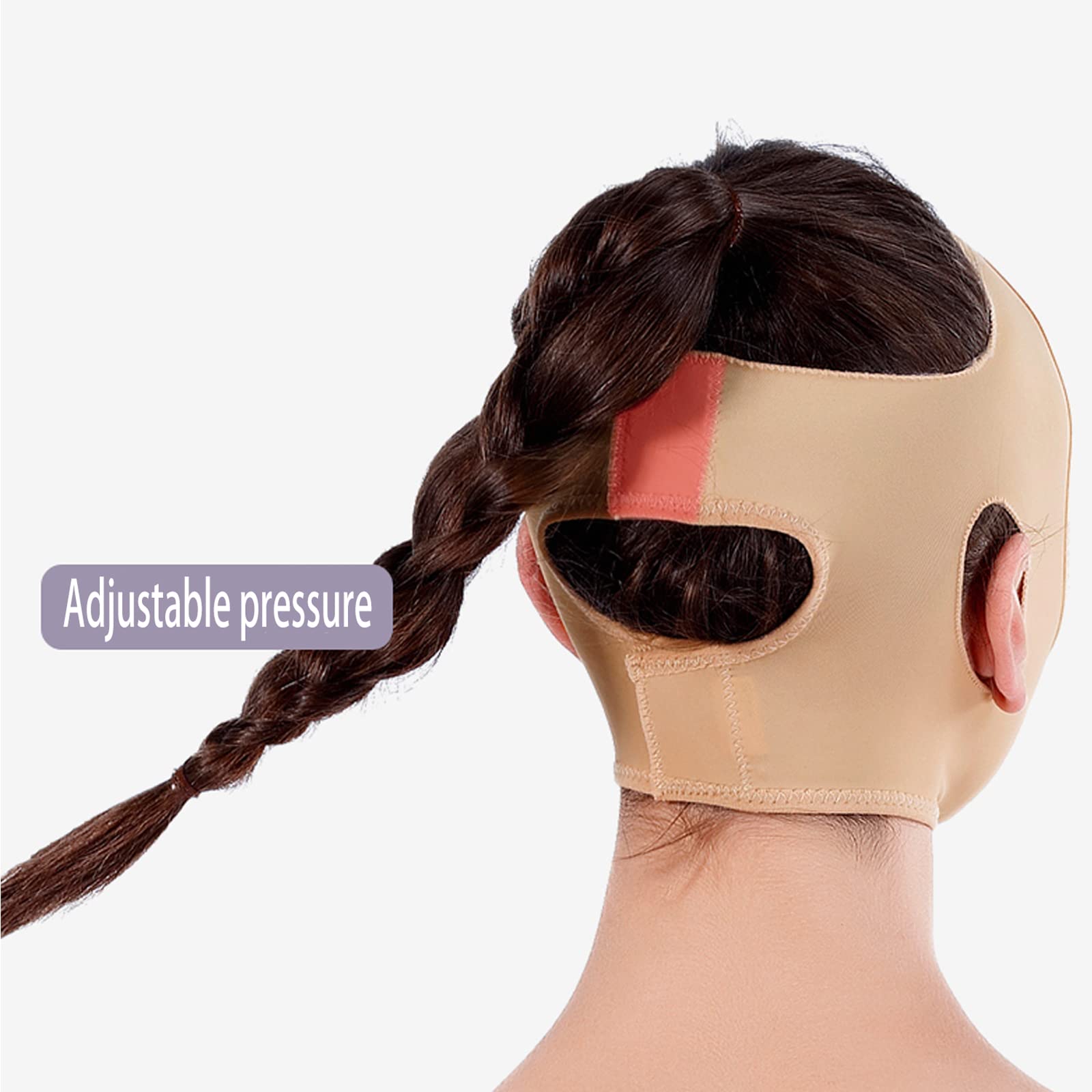 DZQUY Correa Reductora De Mentón Doble para Adelgazar La Cara Cinturón Elevación Línea En V Cinturón Reafirmante para El Cuello Estiramiento Facial para Mujeres,Flesh,M