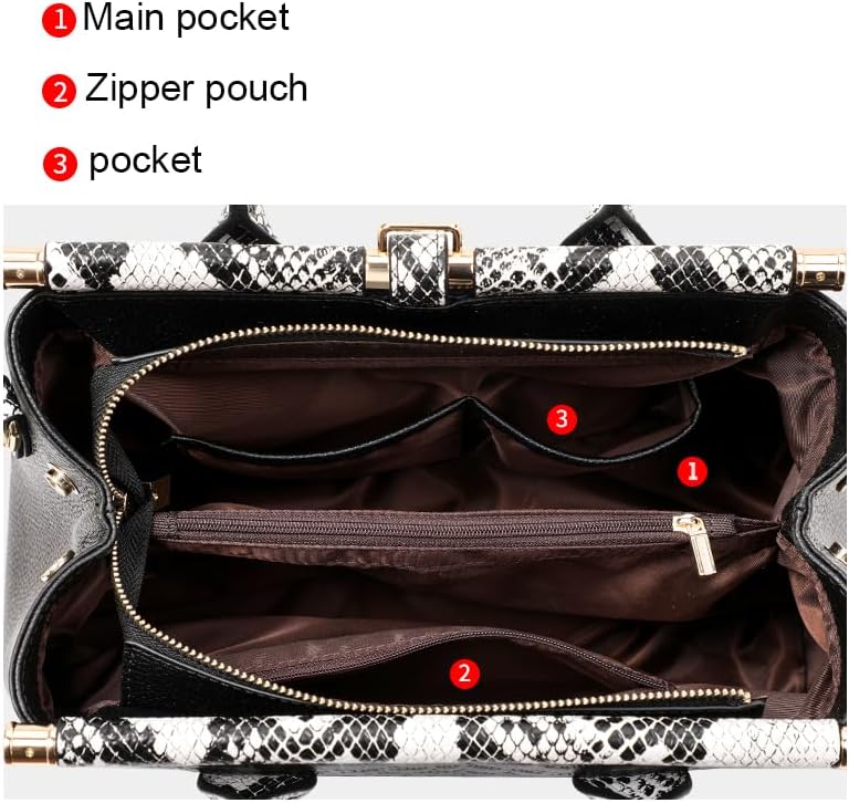 Genuine Leather Crocodile Print Handbag - Large Capacity, Detachable Strap, Color-blocked, Women's Cross-body Tote - Image 4