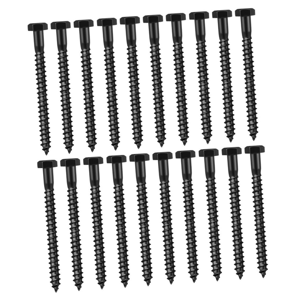 LIFKICH Hexagon Head Lag Screws Set 20pcs M8 Thread Size Black Lag Bolts for Wood Heavy Duty Carbon Steel Construction Screws