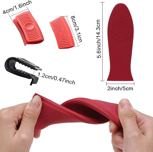Miniatura 5 de 4 soportes de silicona para mango caliente, agarradera para sartenes de hierro fundido, soporte de mango de asistencia de silicona, funda