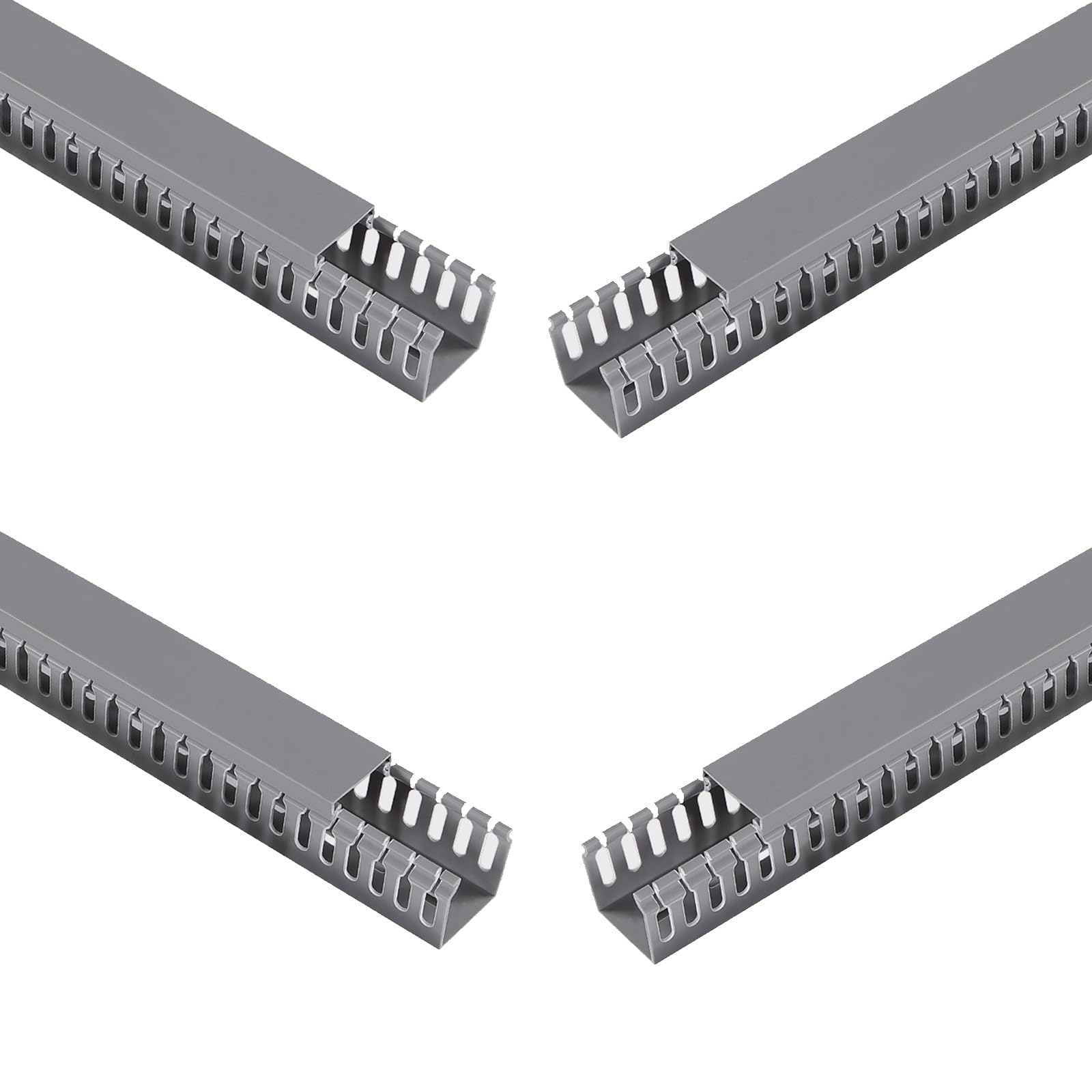 Goulotte Passe Cable Chemin de câbles de 39 po de long, canal de cordon découpable noir/blanc/gris, kit de goulotte de câble pour sous le bureau/ordinateur/réseau/cordons d'alimentation(4 pack Gray,H