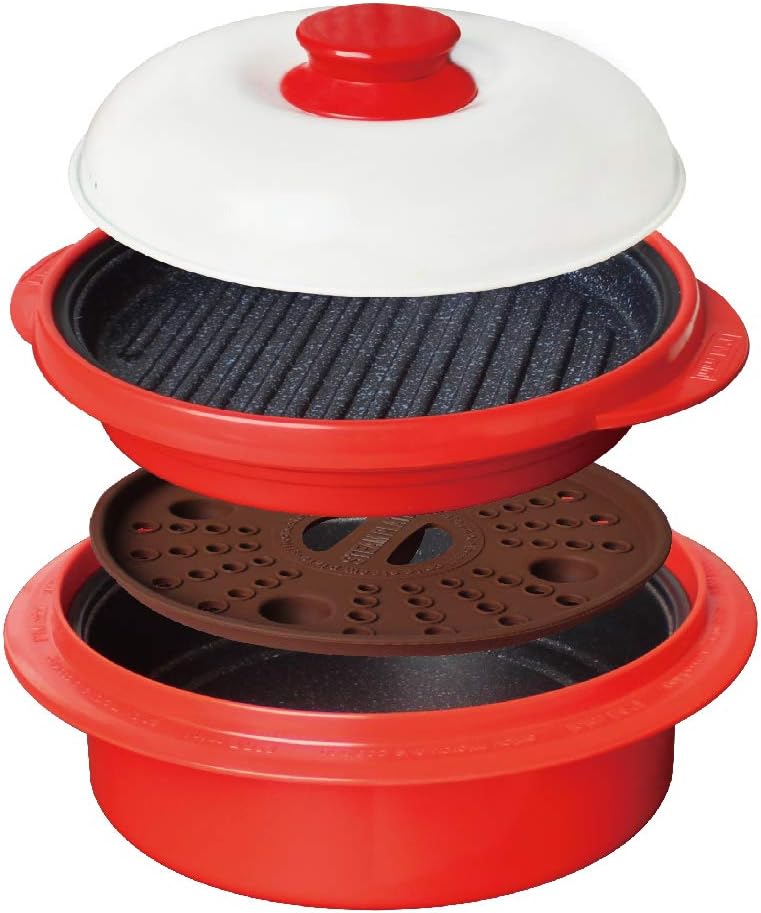 Range Mate Nonstick Microwave 4-in-1 Grill Pan Multi Cooker (Grill, Steam, Poach, Bake)
