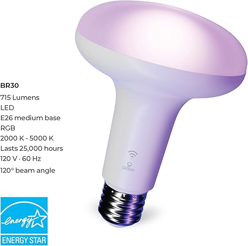 Miniatura 10 de GLOBE Electric 50594 funciona con Alexa Only Wi-Fi Smart Multicolor cambiante RGB sintonizable blanco esmerilado bombilla LED, activada por voz,