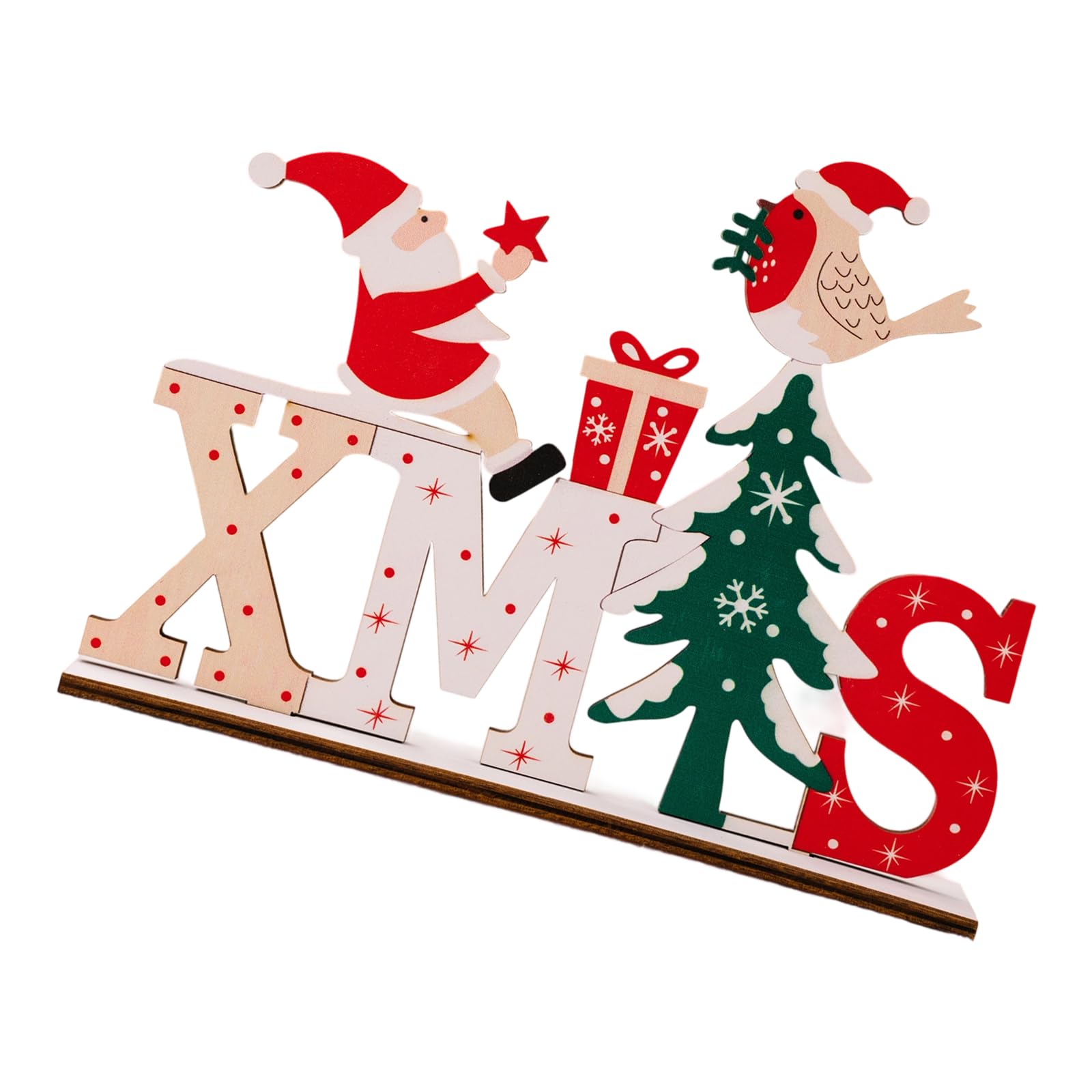 Klynovalu Sustainable Desktop Ornament Wooden Letter Accent Holiday Decoration for Mantel Desktop or Entryway Seasonal Styling Wooden Christmas Letter Decorations