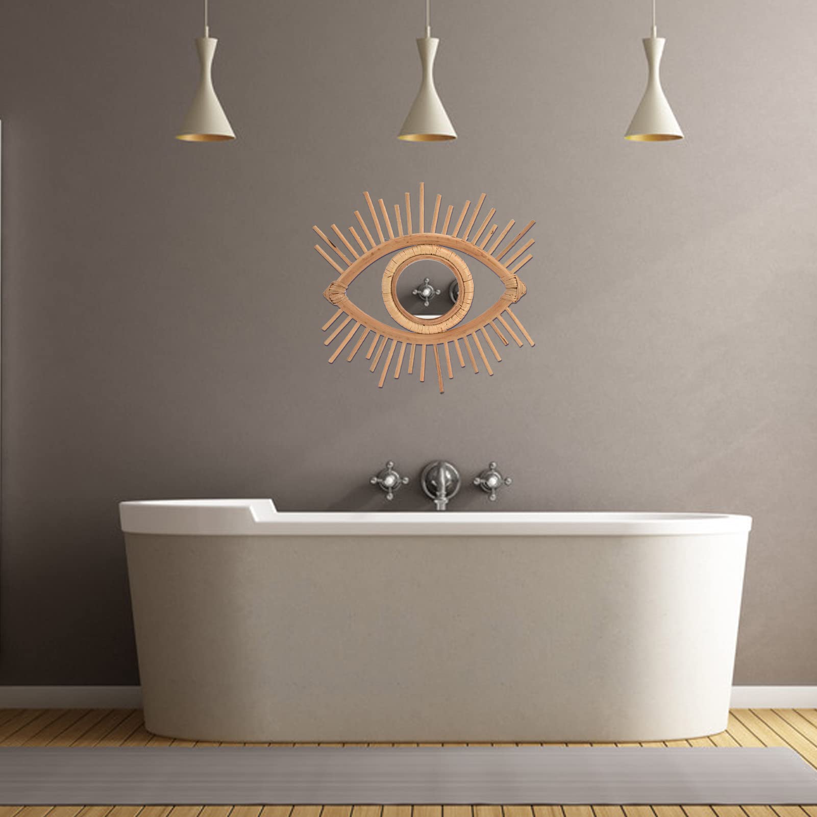 SYH&AQYE Rattan-Augenspiegel, Boho-Wand-Schminkspiegel zum Aufhängen, Glasspiegel zum Ankleiden, Schlafzimmer, Badezimmer, Wohnung, Basteln, Foto-Requisiten, Kunstdekoration