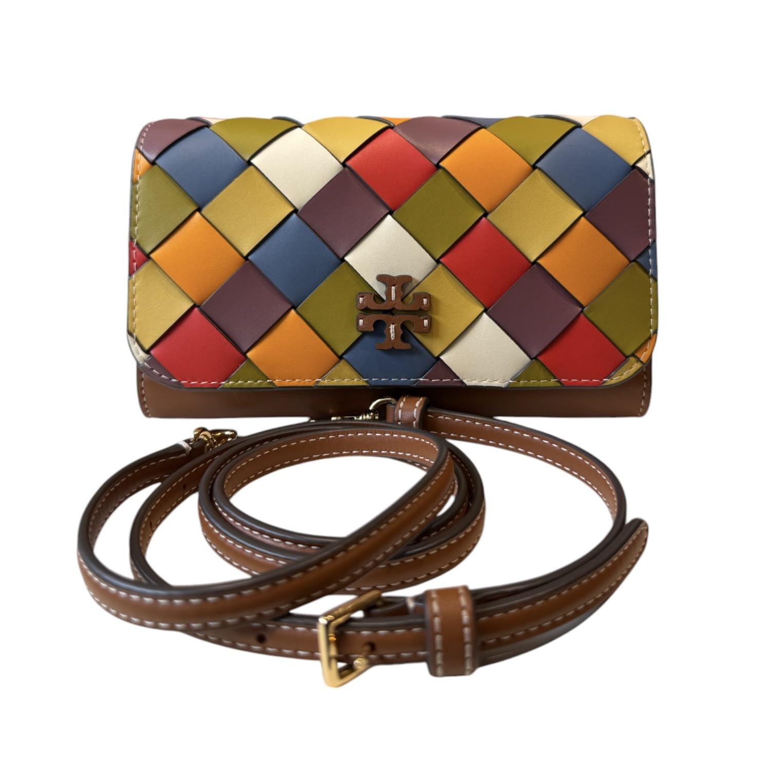 Tory Burch Womens 146467 Thea Pebbled Leather With Gold-tone Hardware Crossbody Bag With Flat Wallet