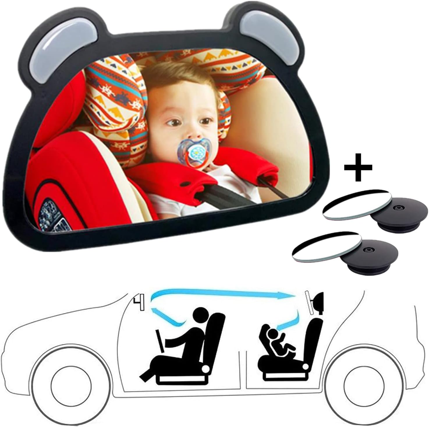 市場 ベビーミラー 子供の安全を常に見守る 360度角度調整可能 インサイトミラー アクリル鏡面 車 広くてクリアな視界 市場 ベビーミラー 子供の安全を常に見守る 360度角度調整可能 インサイトミラー アクリル鏡面 車 広くてクリアな視界