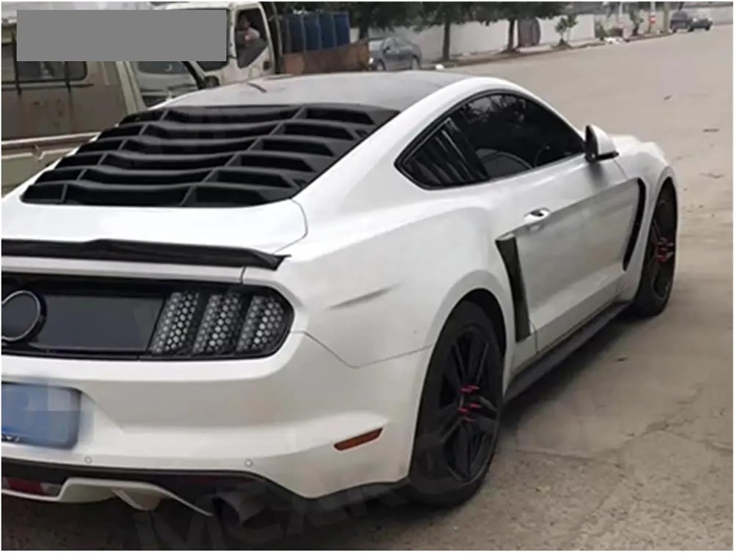 ABS Gloss Black Rear Window Decorative louver Compatible for Ford mustang 2015-2020 Air outlet diffuser shutter Grill Covers Frame(ABS Carbon look)