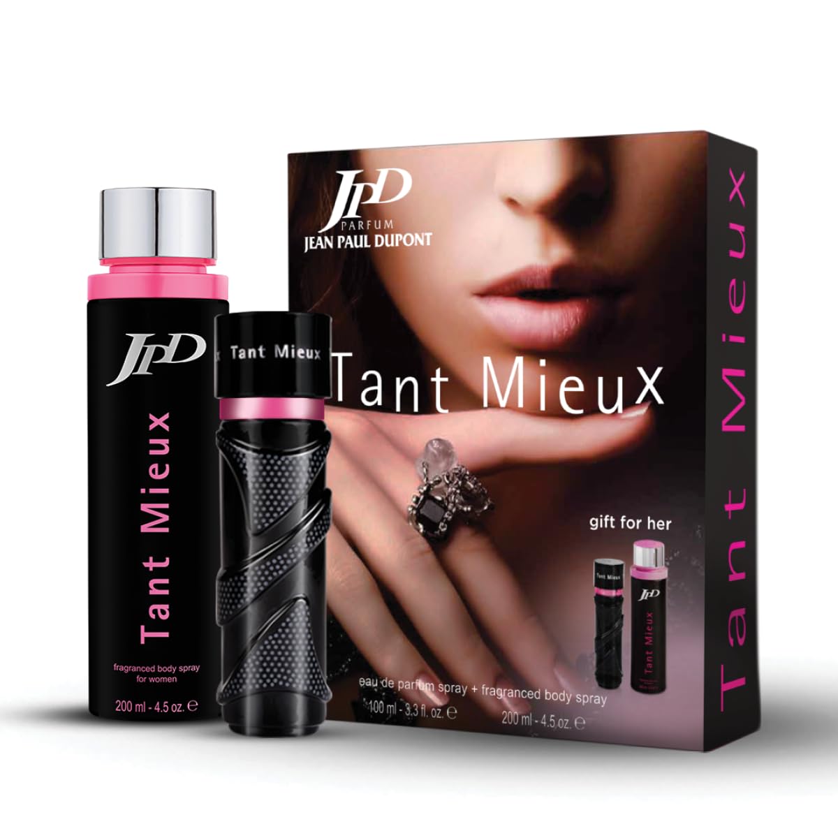 Jean Paul Dupont (JPD) Tant Mieux - 2 Pieces Promo Pack for Women - Eau de Parfum 100ml + Body Spray 200ml - Gift for Her - Perfume Gift Set - Oriental, Fruity and Green notes