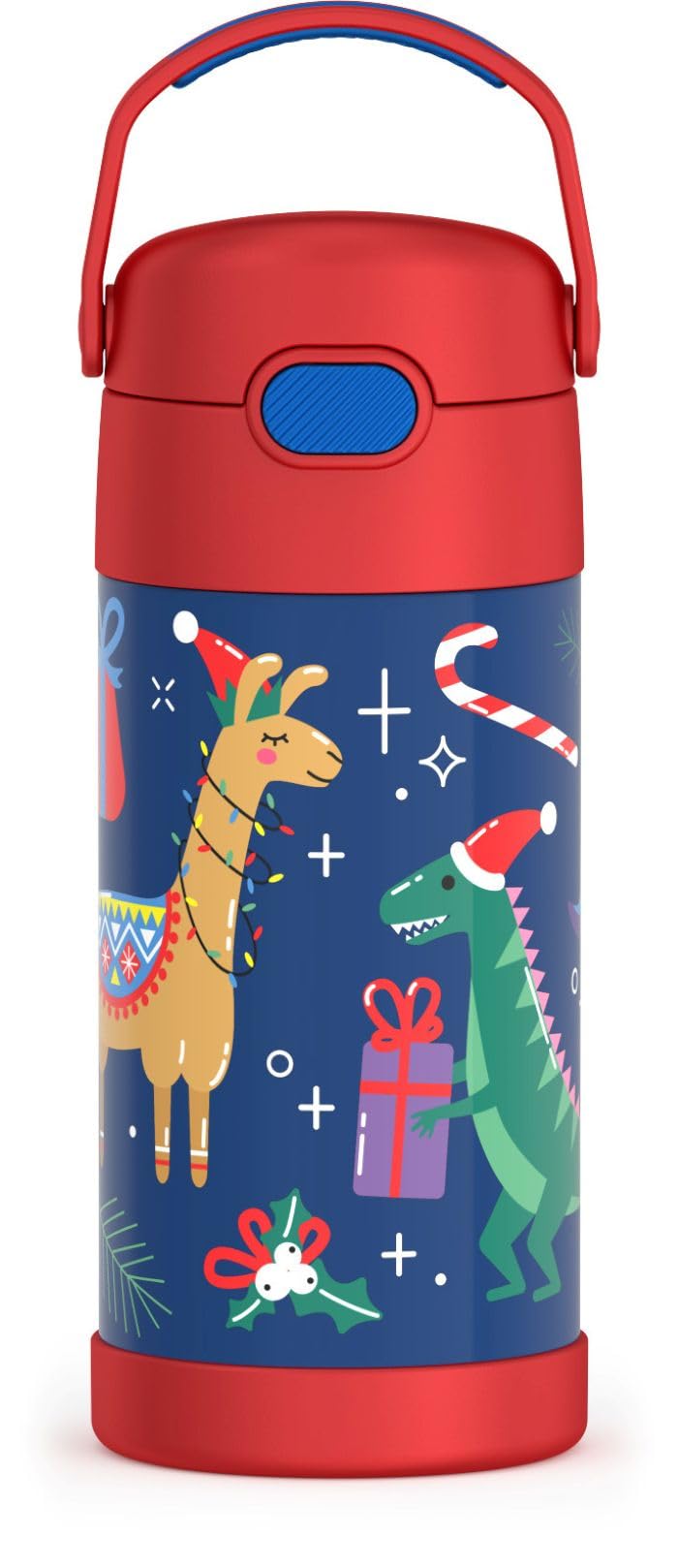 THERMOS FUNTAINER Water Bottle with Straw - 12 Ounce - Kids Stainless Steel Vacuum Insulated Water Bottle with Lid, Animal Presents