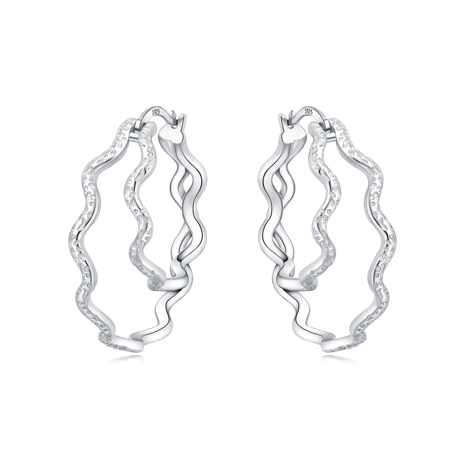 Pendientes de aro de plata de ley 925 para mujer, hipoalergénicos, estilo huggie — view 28