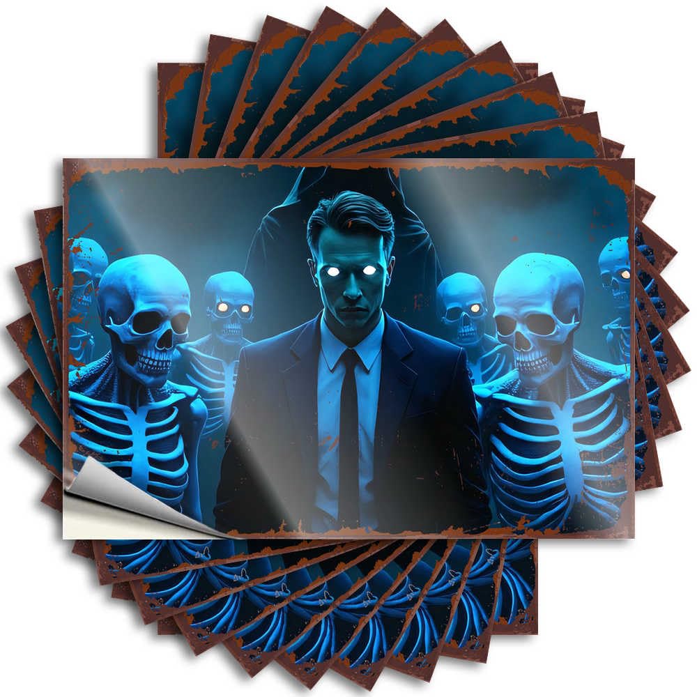 Decals Vintage Outdoor Decor Motorcross Fall Bottle Happy Halloween Spooky Halloween Skulls - Scratch Resistant Stickers(12X18CM)