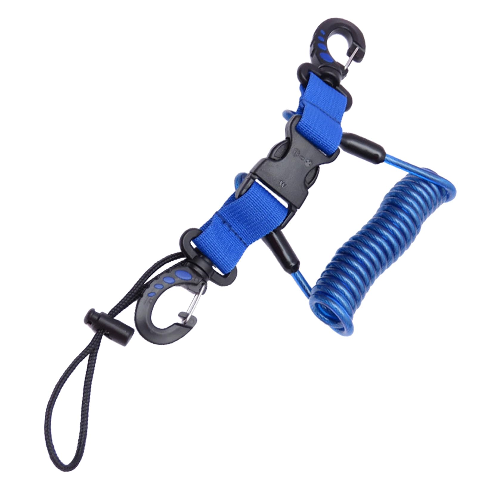 Scubas Diving Lanyard Heavy Duty Stainless Steel Spring Coiled Lanyard With Quick Release Buckle For Cameras Dive Light