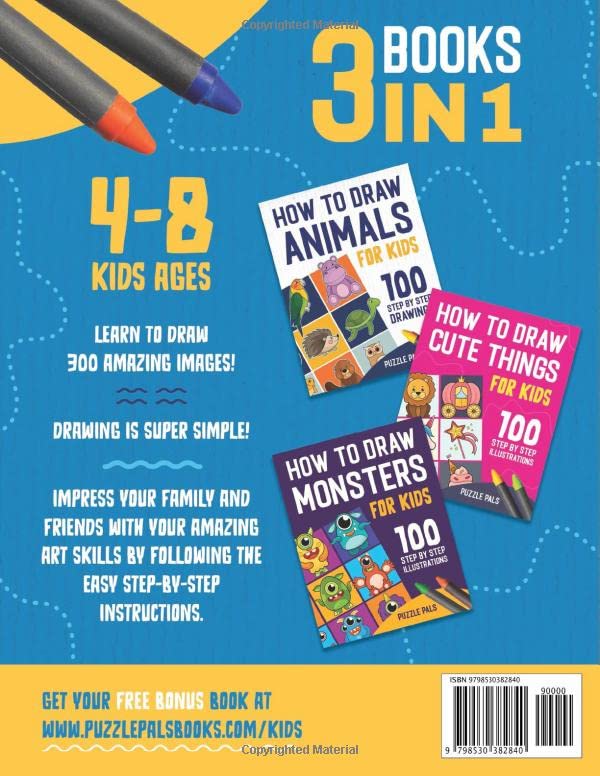 How To Draw Book For Kids: 3 in 1 Bundle Book With 300 Step By Step Illustrations For Ages 4 - 8 (How To Draw Books For Kids) image 3