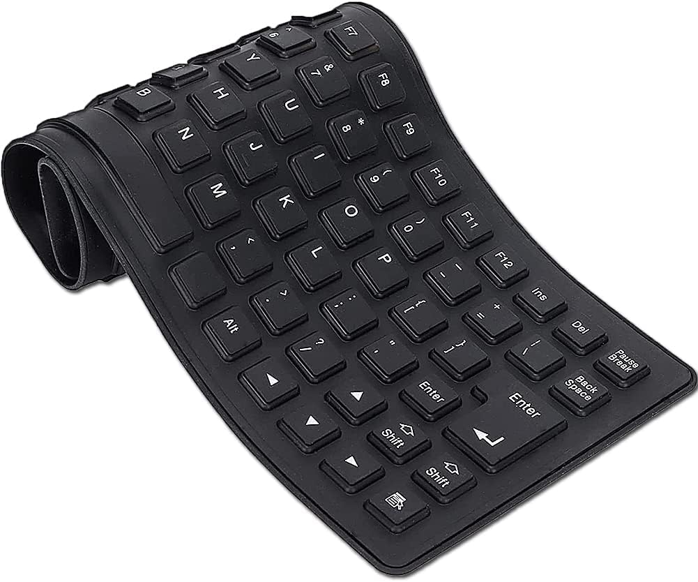 Snivy USB Mute Silicone Foldable Flexible Keyboard, Roll-up Portable Waterproof Dustproof Silent Soft Wired Silicone Keyboard Silent Typing for PC Notebook Laptop Windows Mac