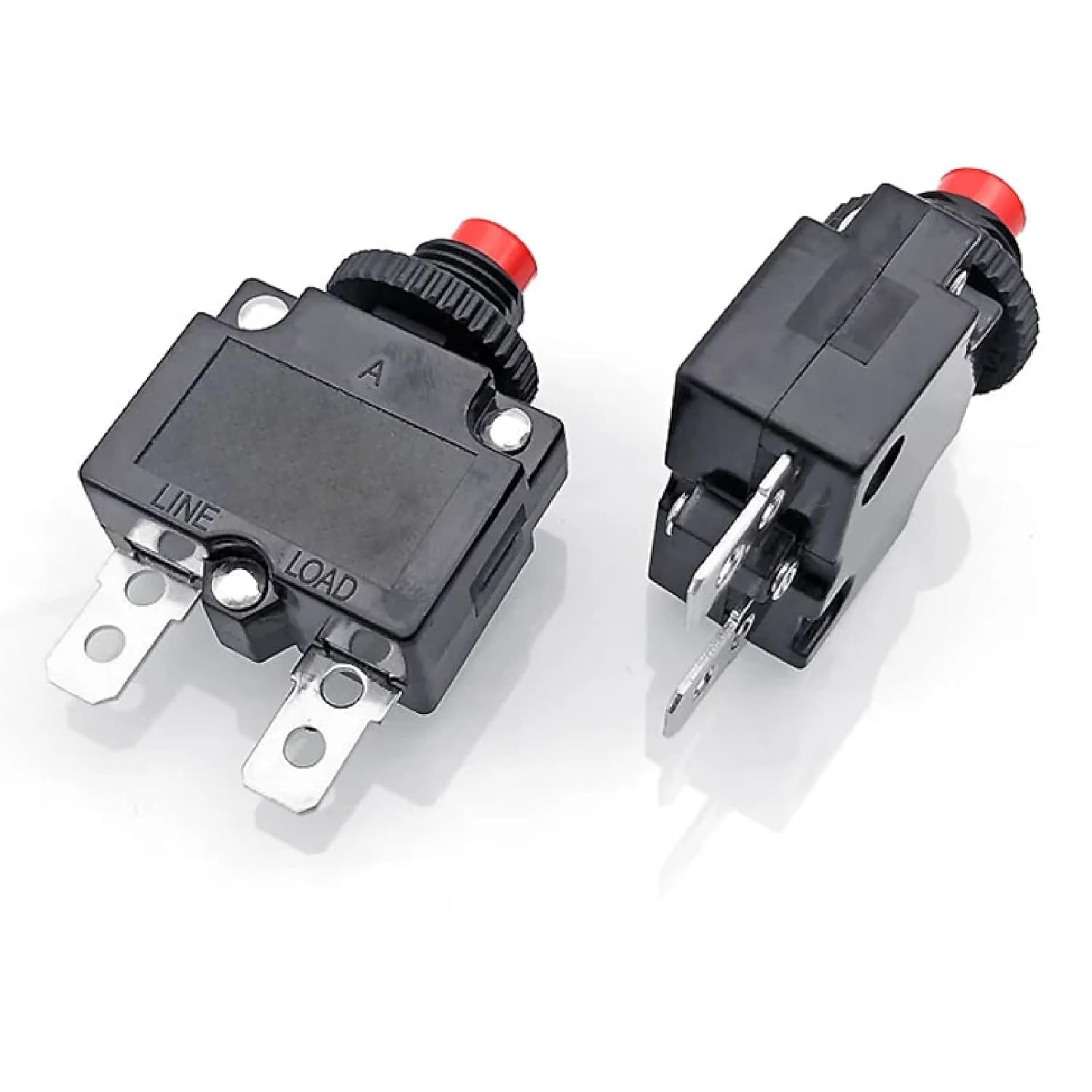 HS88-1 Thermal Circuit Breaker with Waterproof Cover, Push Button Reset, 2A-30A Current Range, Black (RED Actuator 5A)