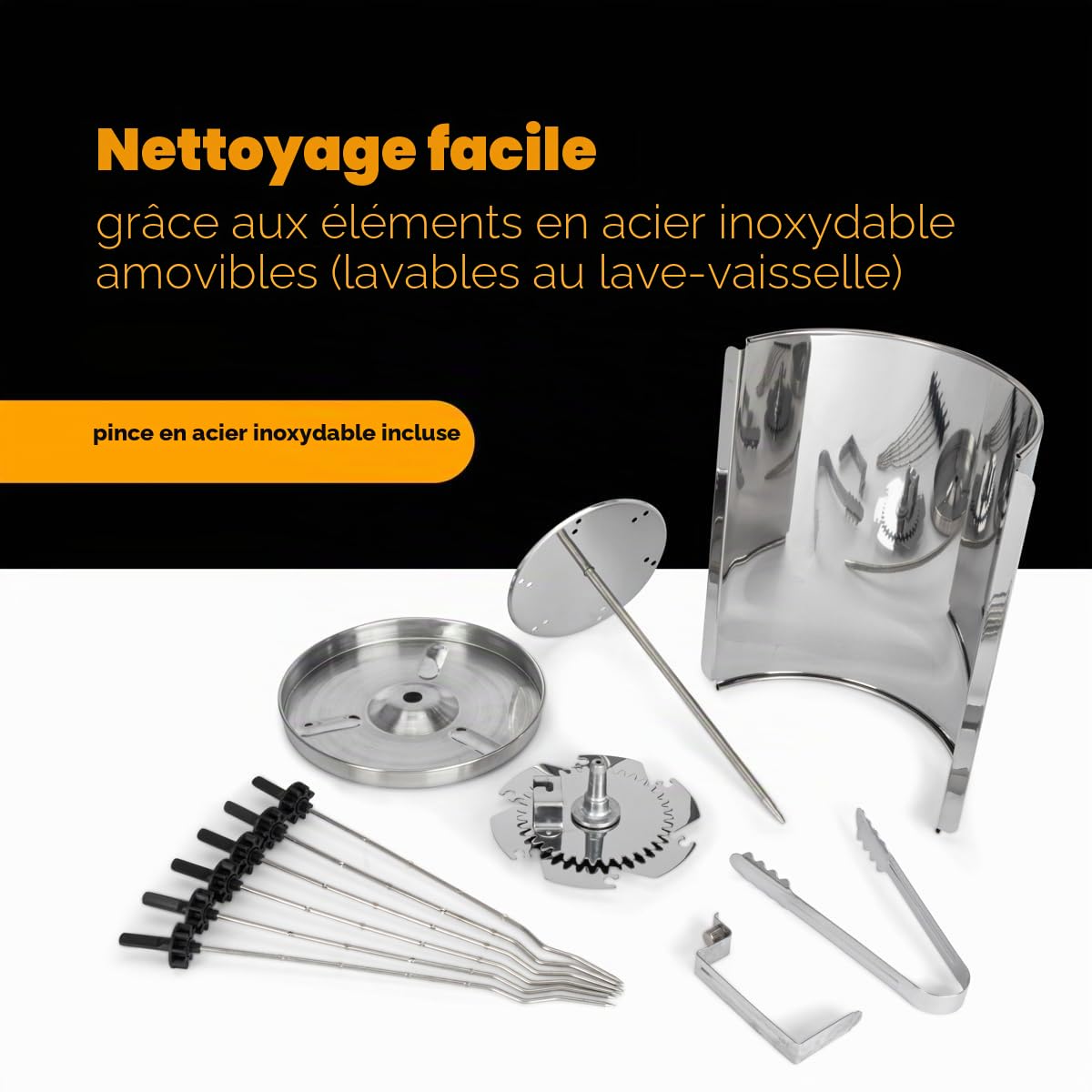 Clatronic® Döner Multigrill | Parfait pour les gyros, kebabs & Co | Gril gyros pour griller sans graisse à la maison | Gril à kebab Incl. tournebroche & 6 brochettes de viande | DVG 3686