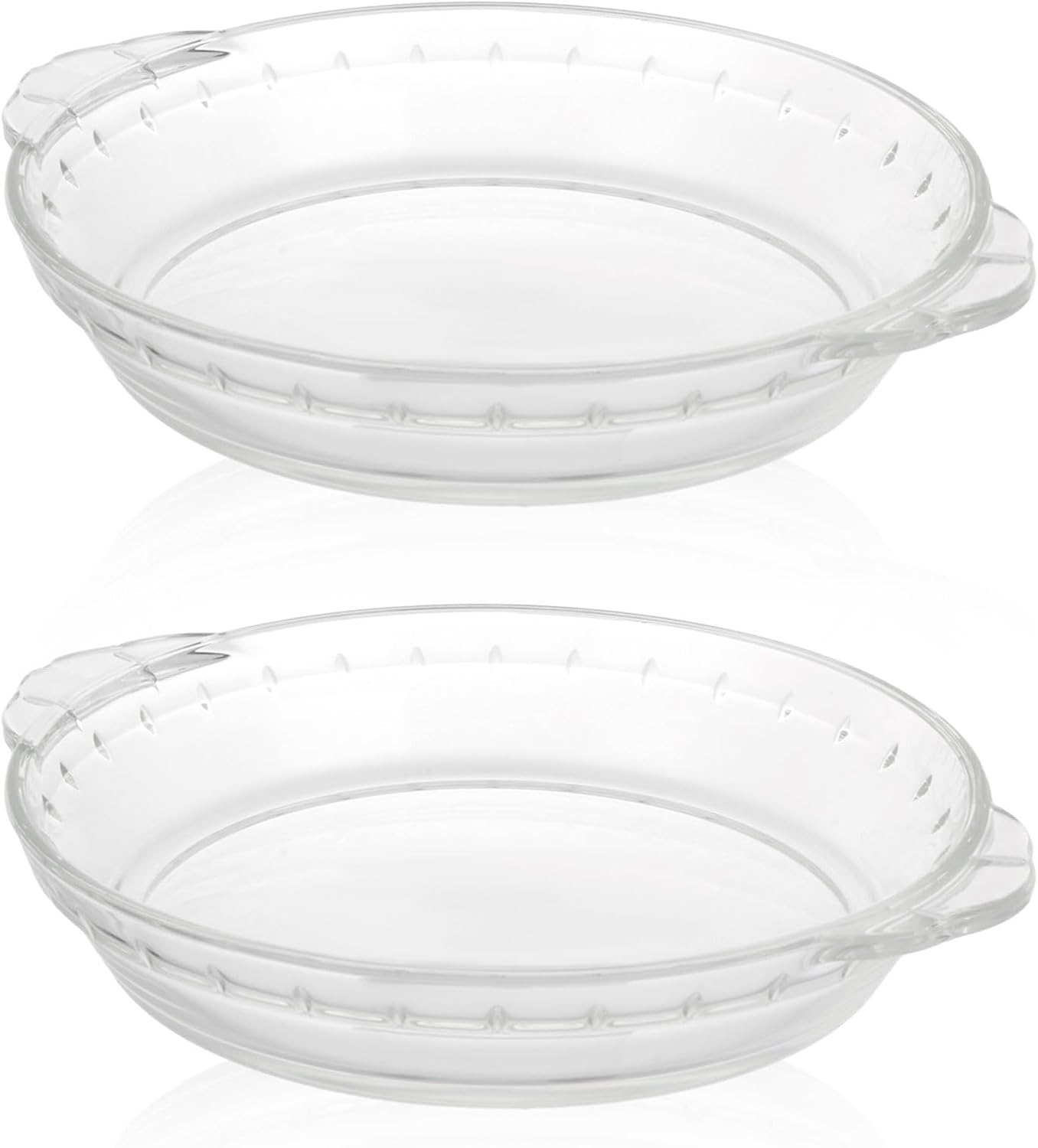 2 Pack Pie Pans for Baking, 9 Inches Glass Baking Dishes, Round Pie Plates with Handles Easy Grab Pie Dish for Apple Pie, Pumpkin Pie, Pot Pies