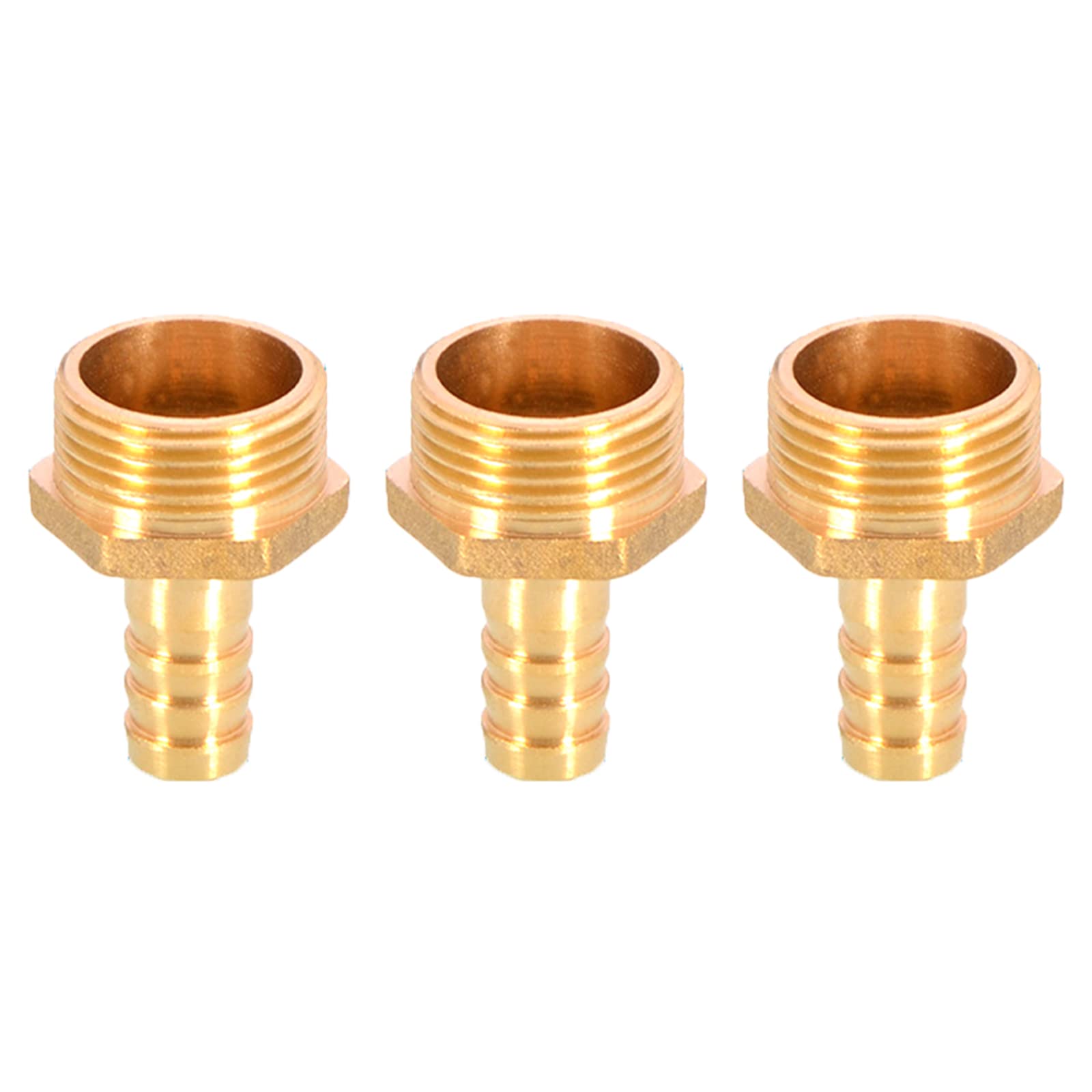 3PCS Solid Brass Hose Tail Connector Barbed to BSP Male Thread 12mm to 3/4” for Air Water Fuel Oil Gas