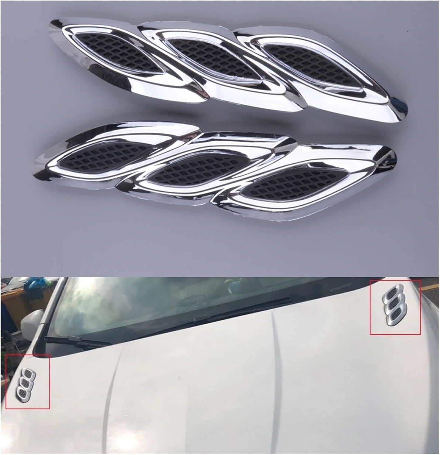 Qizm 1 Pair Car Front Left Right Hood Engine Air Vent Grille Molding Trim Fit for Buick Encore 2013-2015 ABS