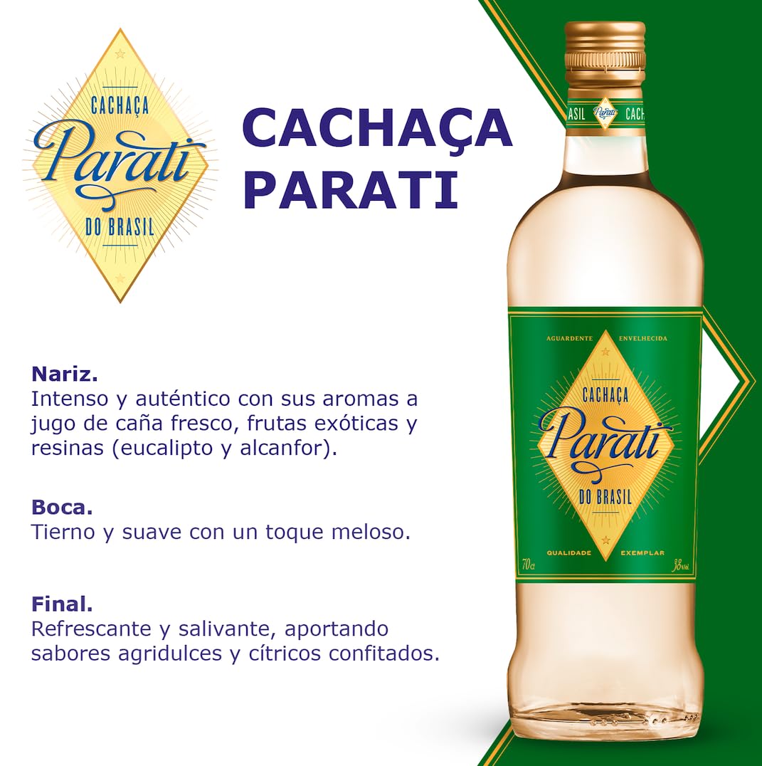 PARATI - Cachaça - Oro 2024 Rum & Cachaça Masters - Origen Brasil - 38% De Alcohol - Botella 700 ml