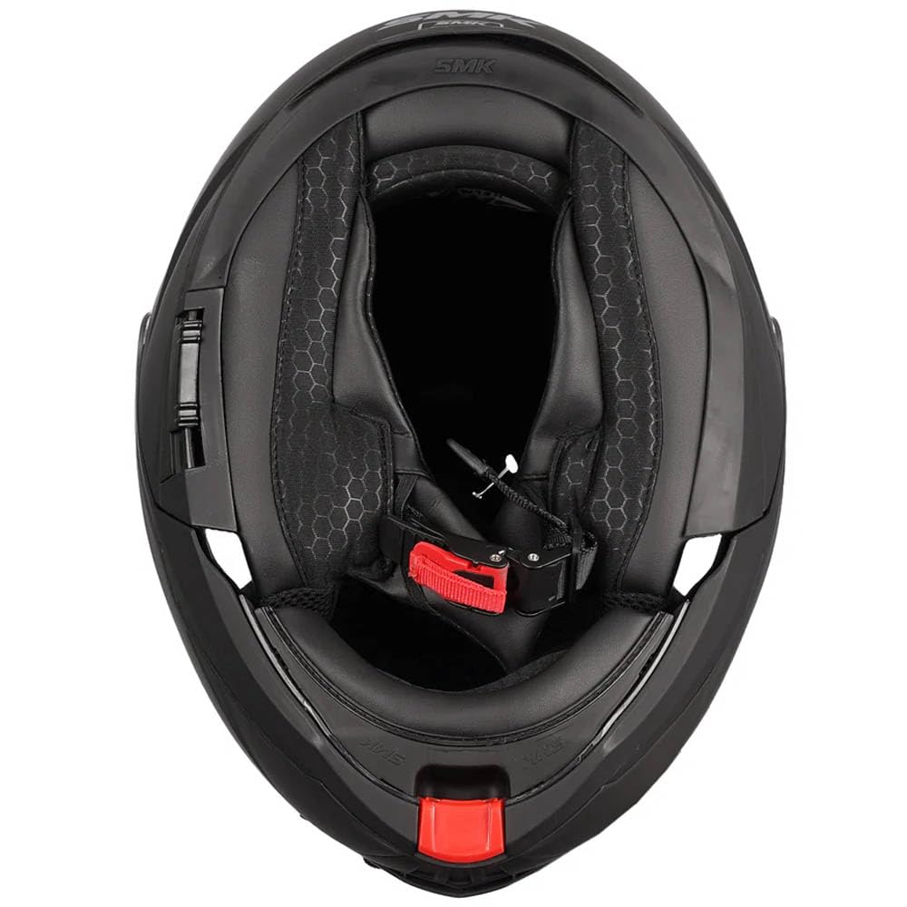 SMK Gullwing Negro Mate, Casco de Moto Modular Abatible PJ para Hombre y Mujer, con Visera Interior Ahumada, Interior Desmontable, 22.06