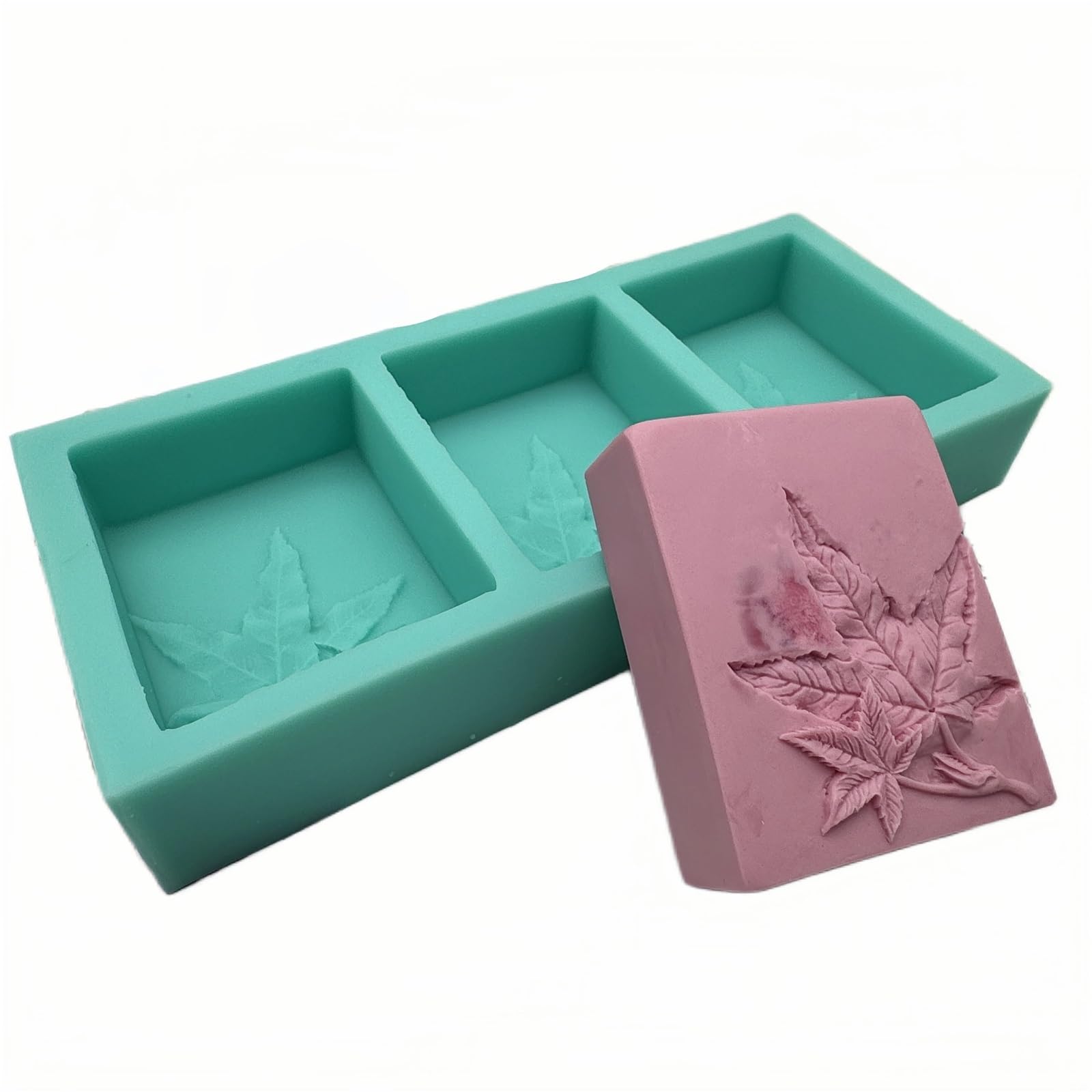 3 Cavities Silicone Flower Soap Mold,Bar Molds, Handmade Mould, DIY, Candle Wax, Gypsum Resin Craft for Making Soaps Bar(Maple)