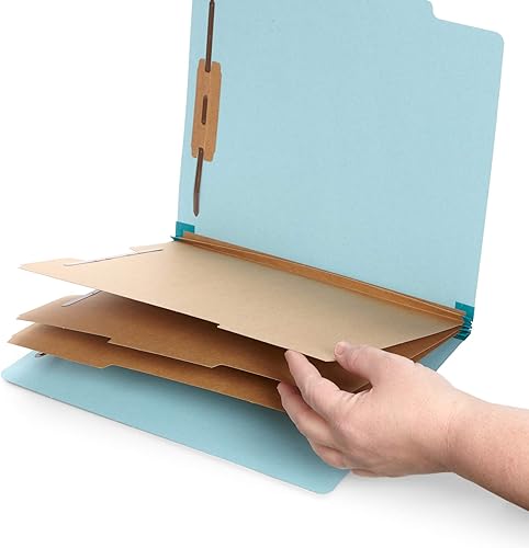 Miniatura 2 de Blue Summit Supplies Carpetas de clasificación azul claro, 3 divisores, tamaño carta con expansiones Tyvek de 2 pulgadas, 8 secciones, paquete de 10